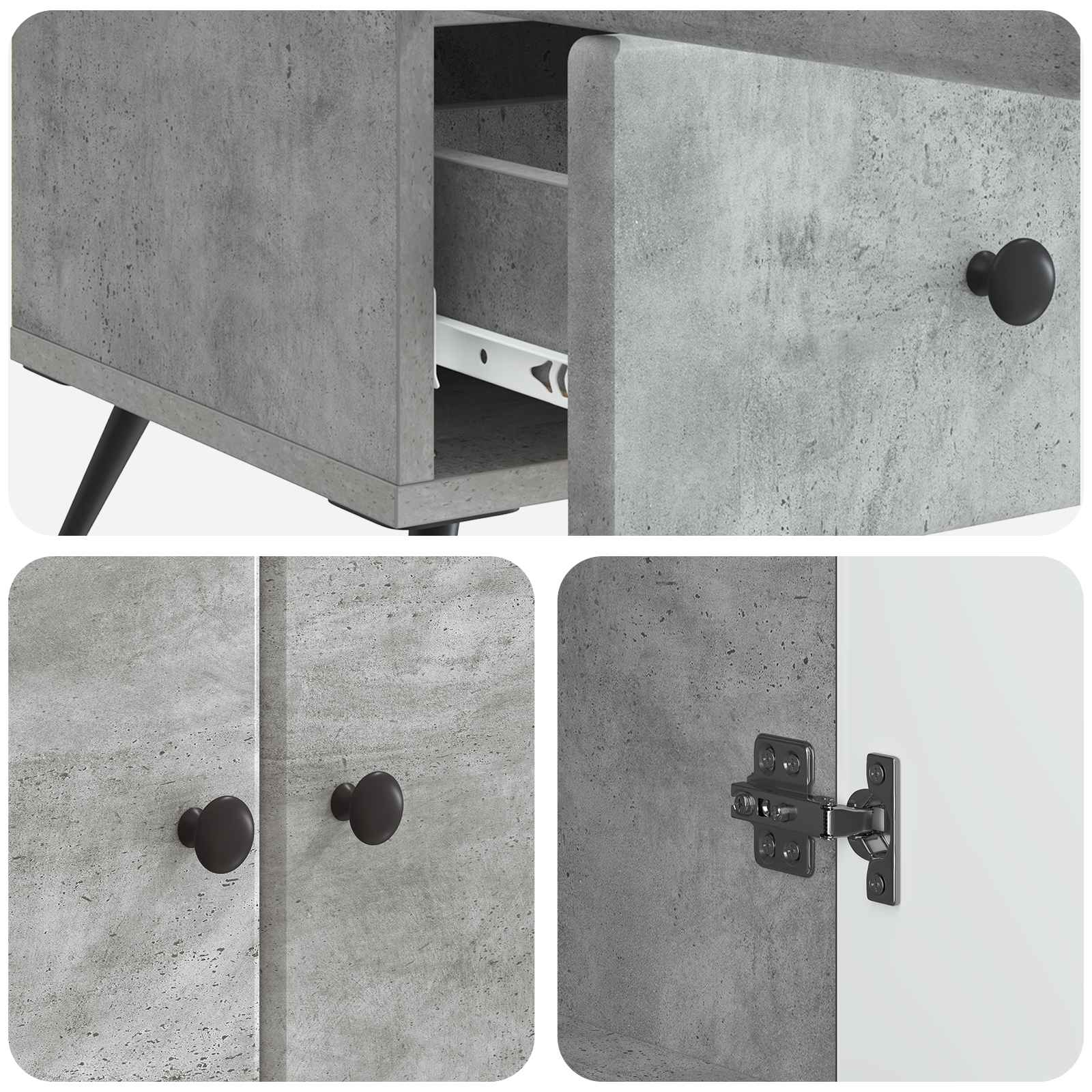 vidaXL Bufet Betonowy szary 66 x 34,5 x 95 cm Drewno inżynieryjne