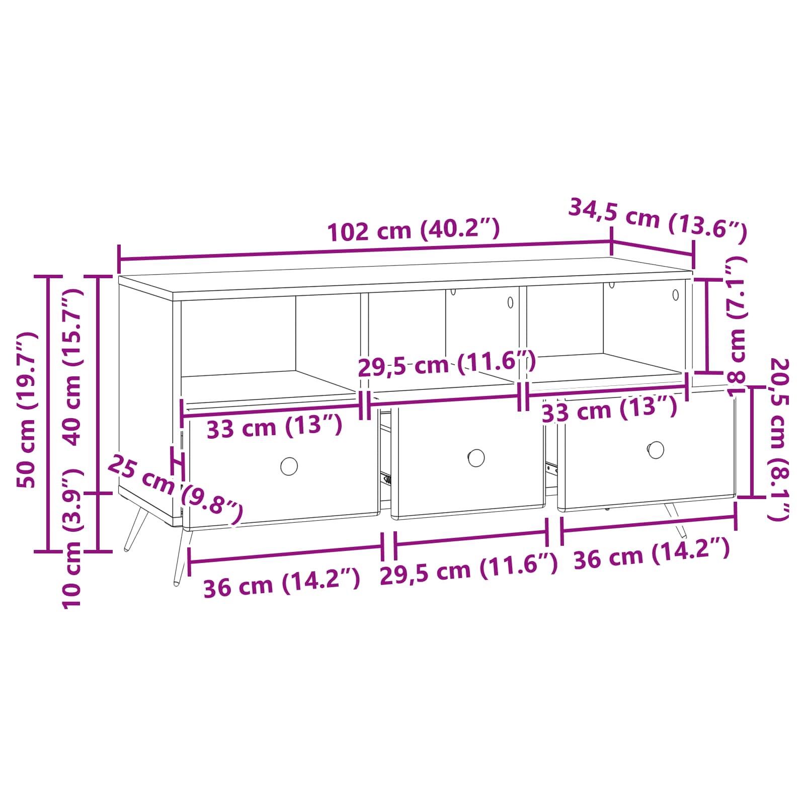 vidaXL Szafka pod telewizor Betonowy szary 102 x 34,5 x 50 cm