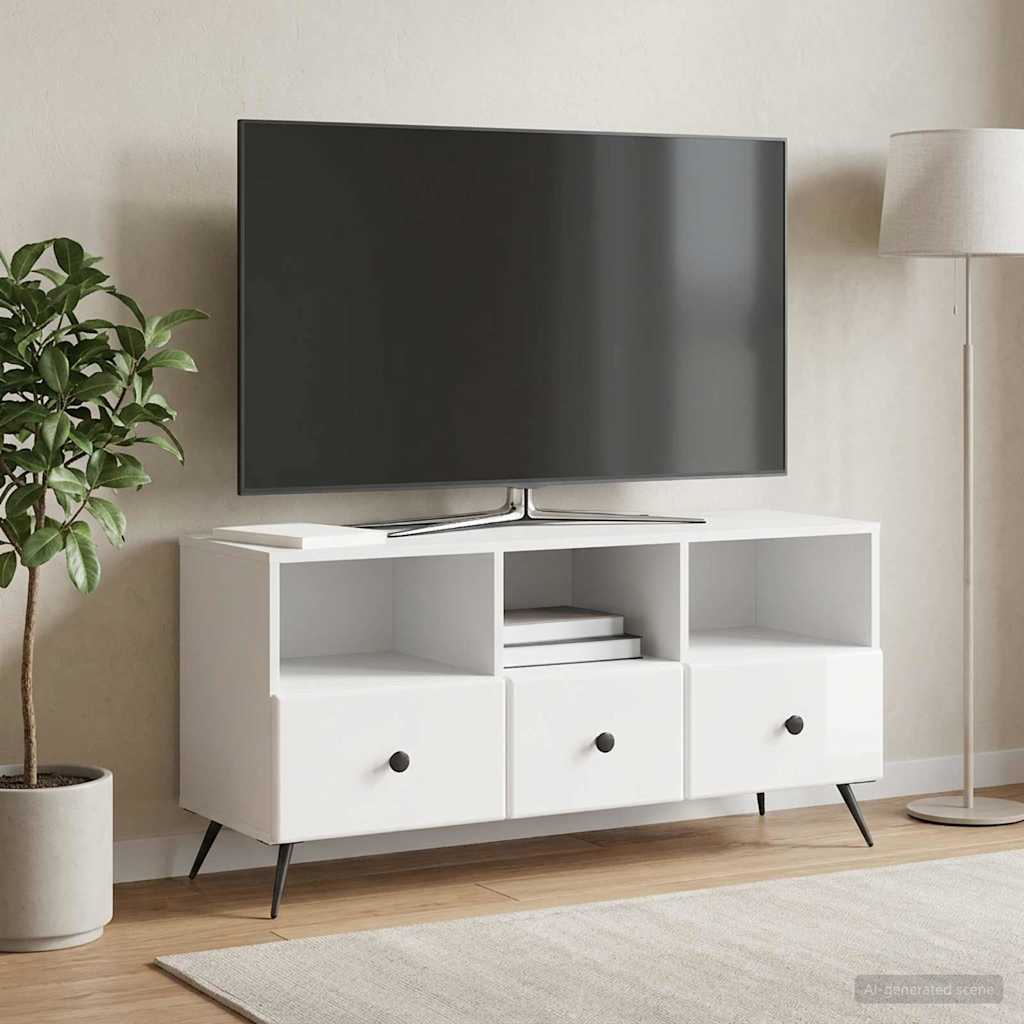 vidaXL Szafka pod telewizor Biały wysoki połysk 102 x 34,5 x 50 cm