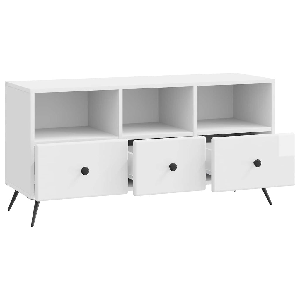 vidaXL Szafka pod telewizor Biały wysoki połysk 102 x 34,5 x 50 cm
