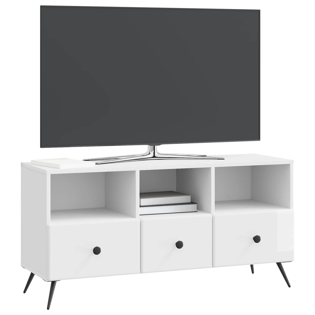 vidaXL Szafka pod telewizor Biały wysoki połysk 102 x 34,5 x 50 cm