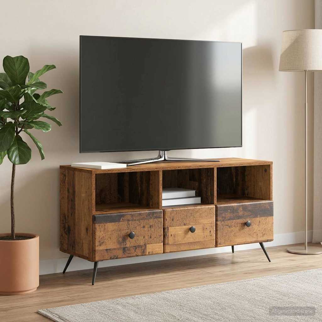 vidaXL Szafka pod telewizor z szufladą Stare drewno 102 x 34,5 x 50 cm