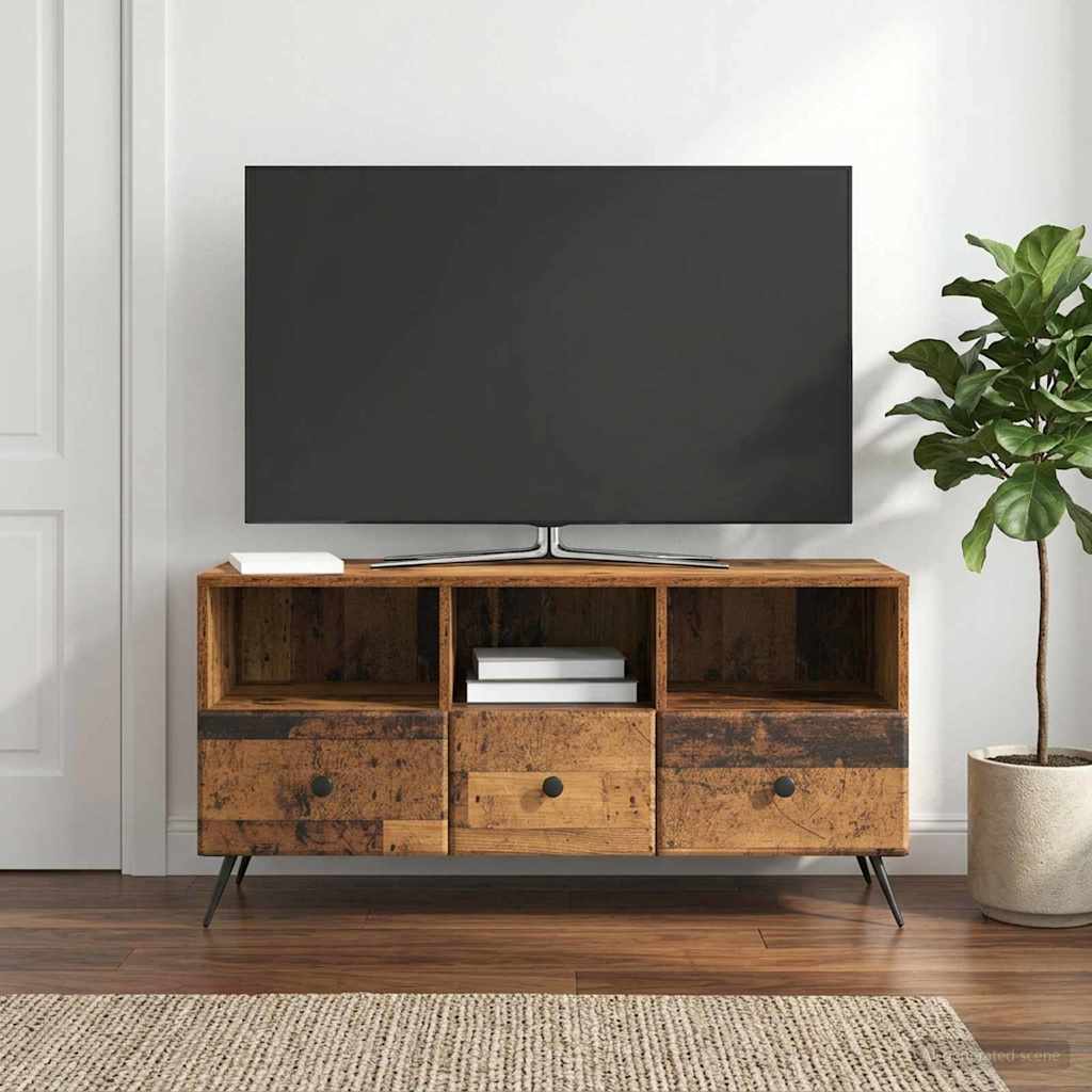 vidaXL Szafka pod telewizor z szufladą Stare drewno 102 x 34,5 x 50 cm