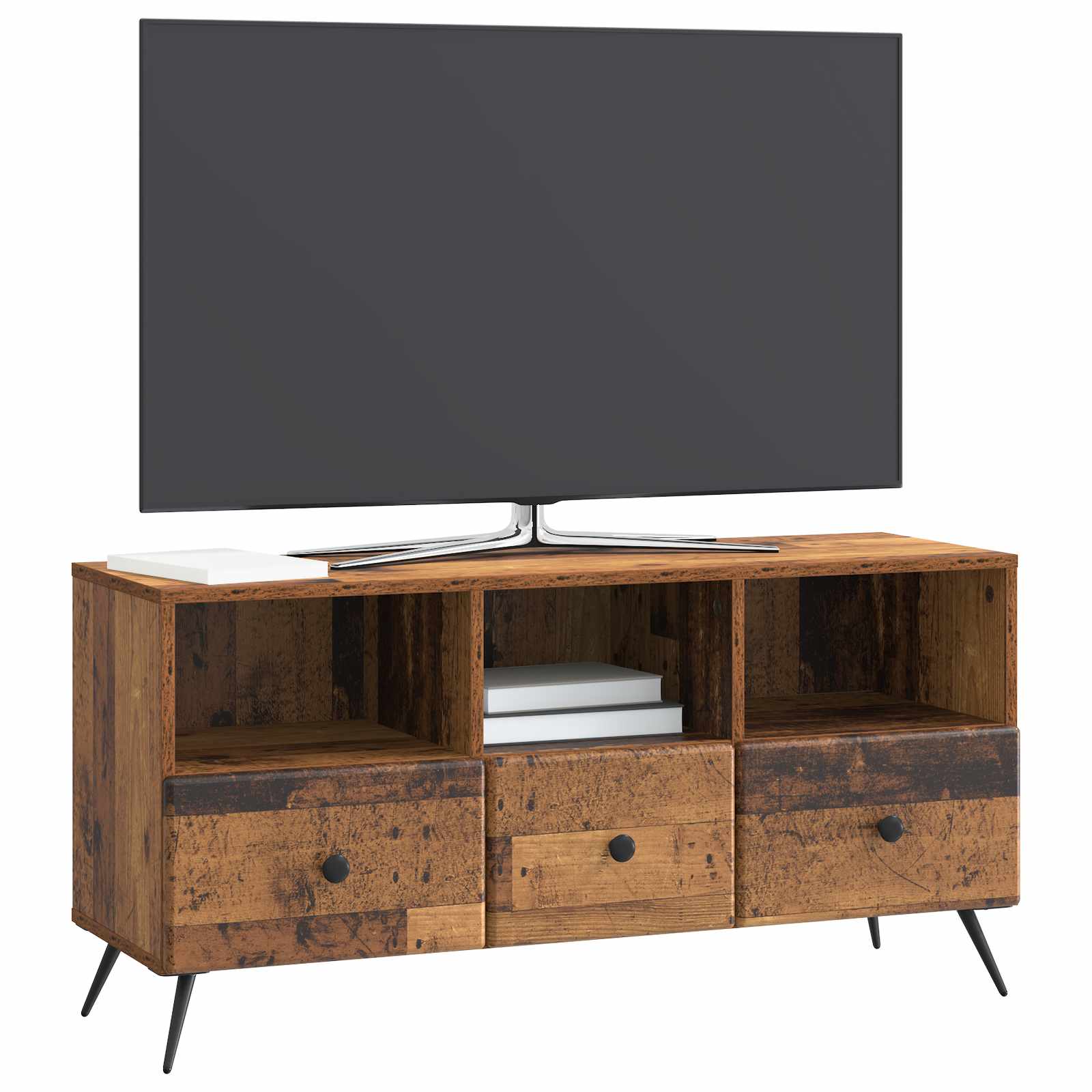 vidaXL Szafka pod telewizor z szufladą Stare drewno 102 x 34,5 x 50 cm