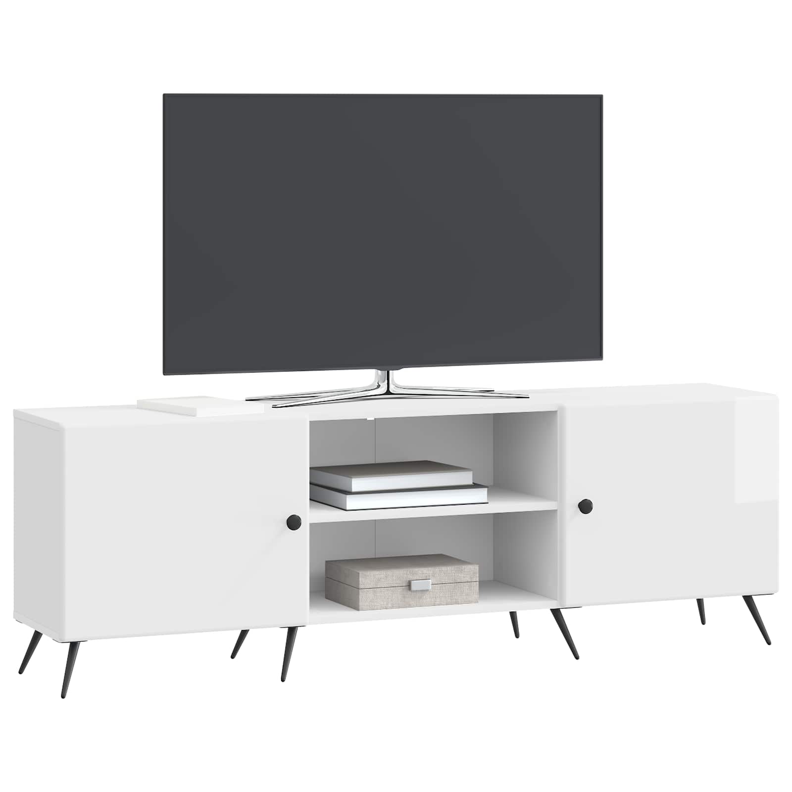 vidaXL Szafka pod telewizor Biały wysoki połysk 150 x 31 x 50 cm
