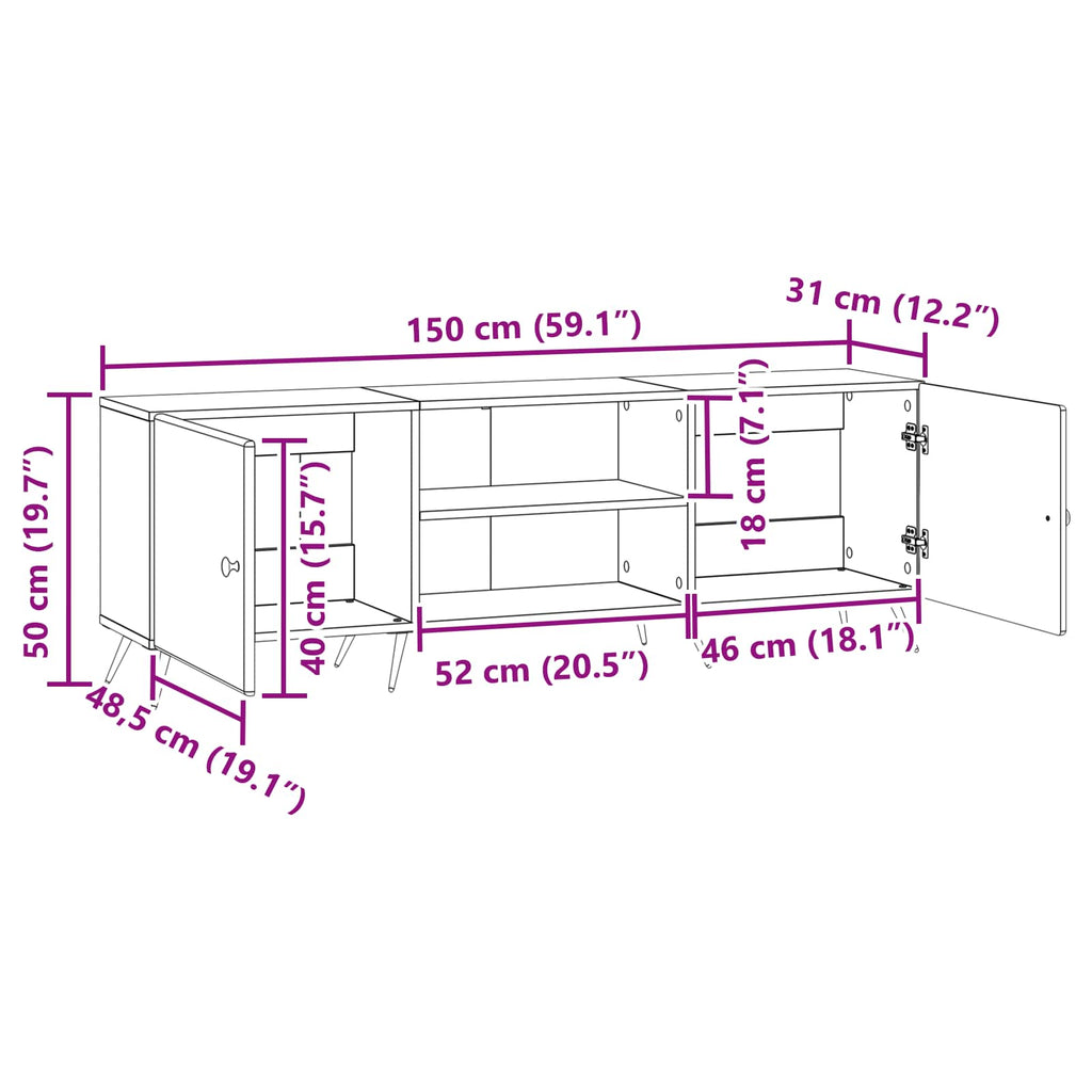 vidaXL Szafka pod telewizor Dąb artisan 150 x 31 x 50 cm