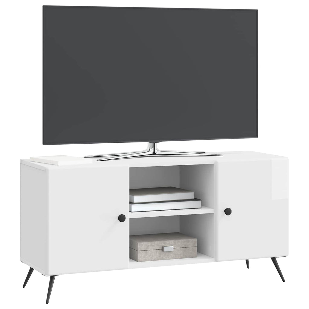 vidaXL Szafka pod telewizor Biały wysoki połysk 102 x 34,5 x 50 cm