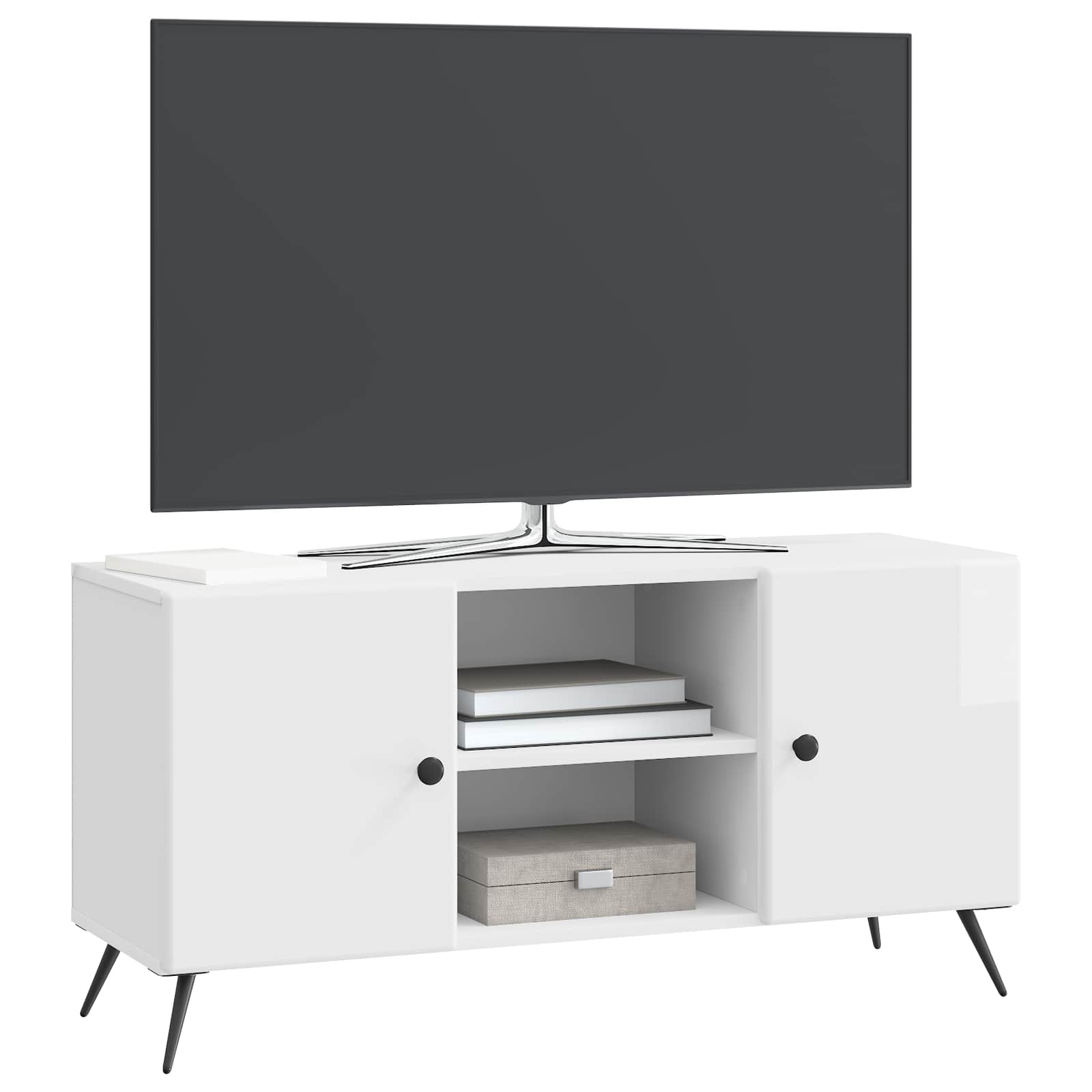 vidaXL Szafka pod telewizor Biały wysoki połysk 102 x 34,5 x 50 cm