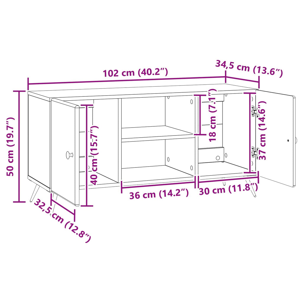 vidaXL Szafka pod telewizor Dąb wędzony 102 x 34,5 x 50 cm