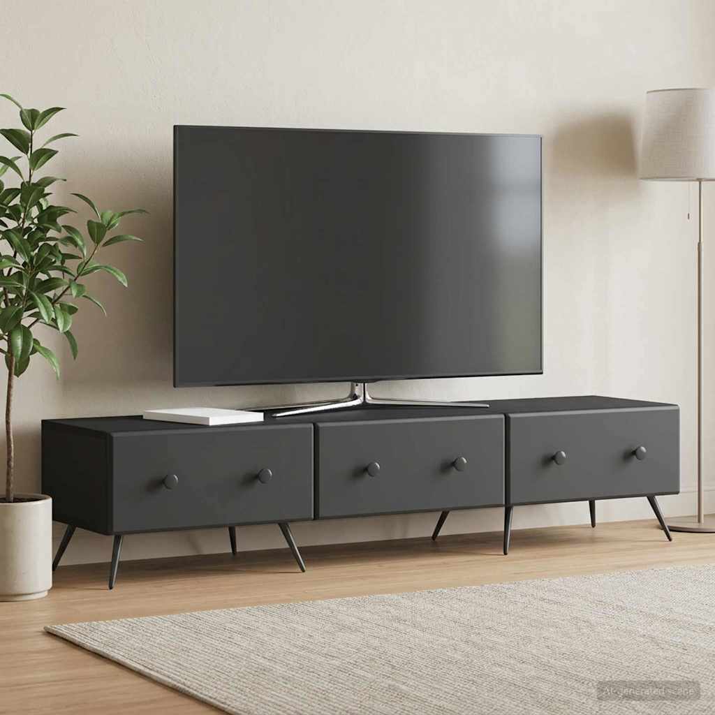 vidaXL Szafka pod telewizor z szufladą Czarny 147 x 34,5 x 30 cm