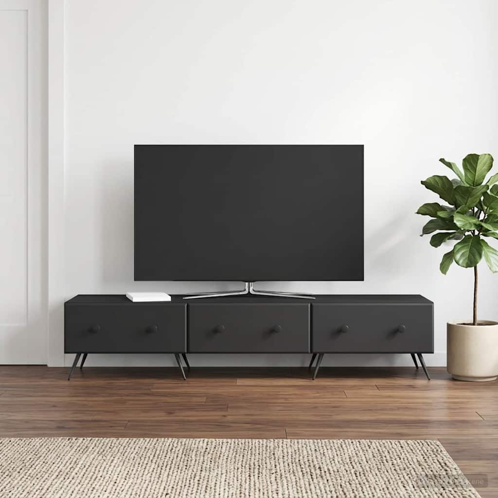 vidaXL Szafka pod telewizor z szufladą Czarny 147 x 34,5 x 30 cm