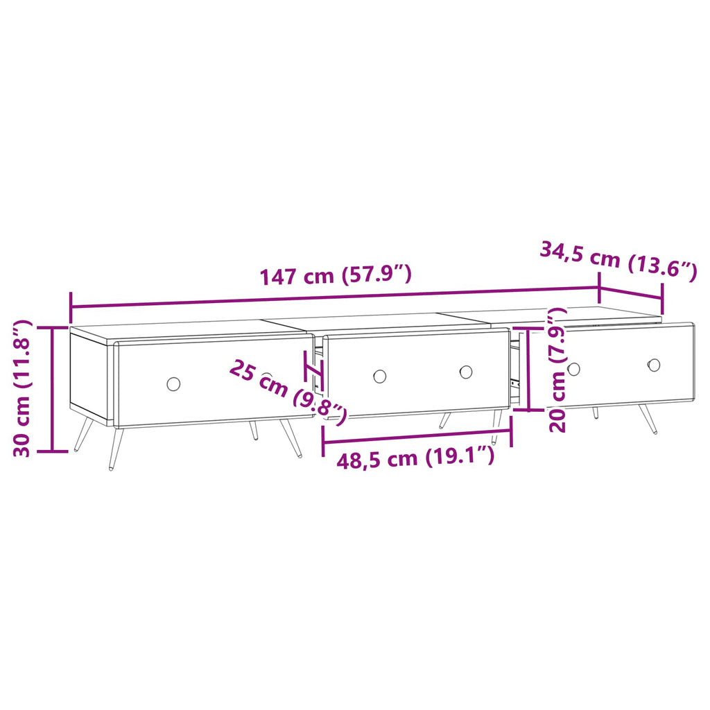 vidaXL Szafka pod telewizor z szufladą dąb Sonoma 147 x 34,5 x 30 cm