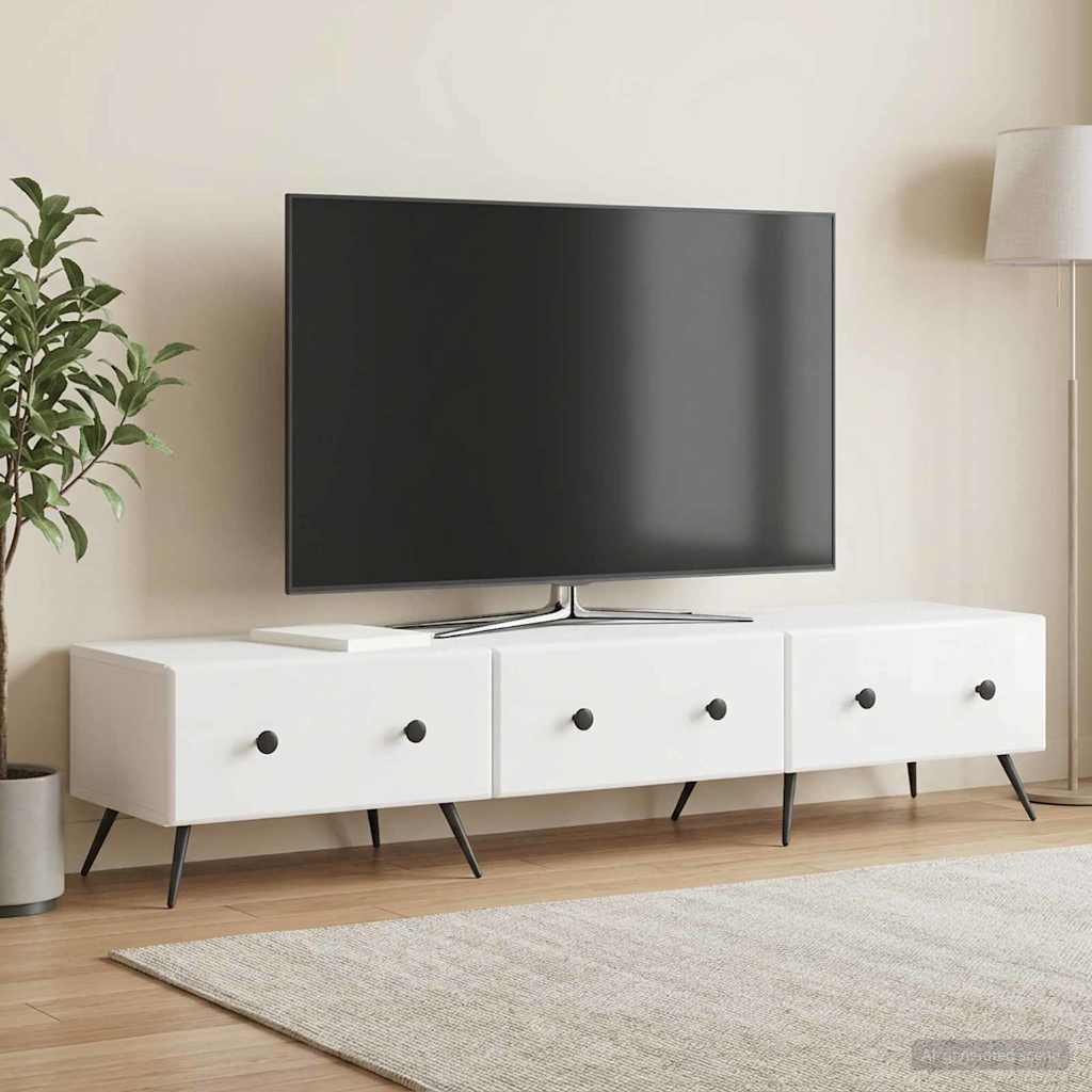 vidaXL Szafka pod telewizor Biały wysoki połysk 147 x 34,5 x 30 cm