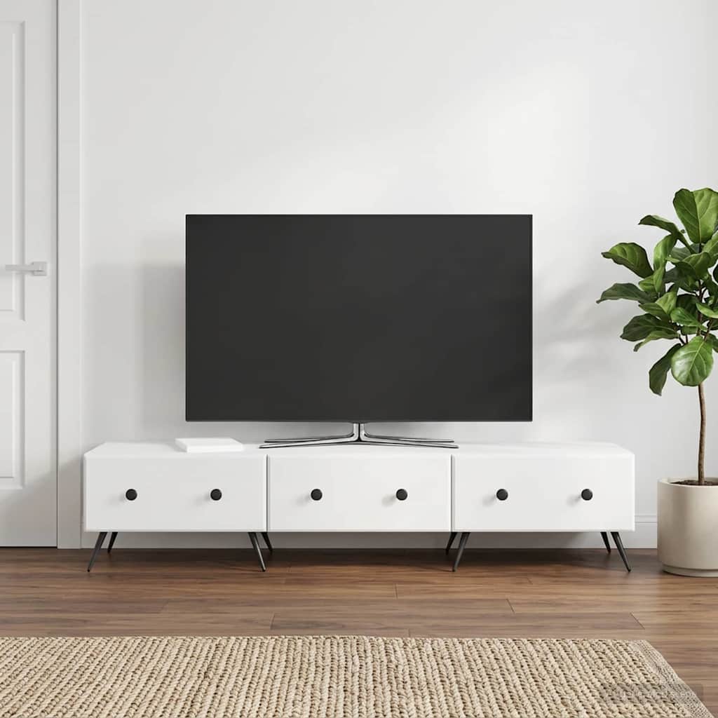 vidaXL Szafka pod telewizor Biały wysoki połysk 147 x 34,5 x 30 cm