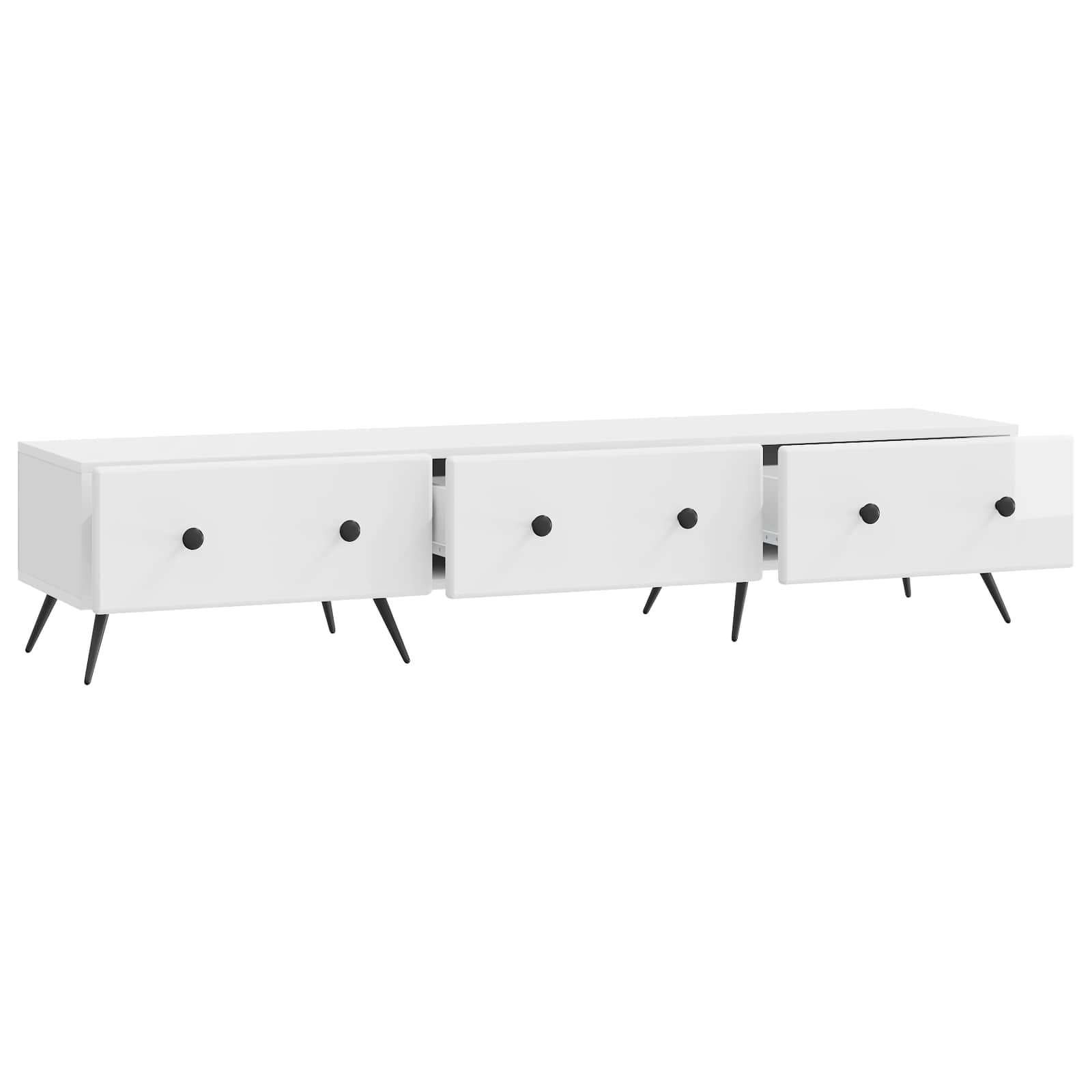vidaXL Szafka pod telewizor Biały wysoki połysk 147 x 34,5 x 30 cm