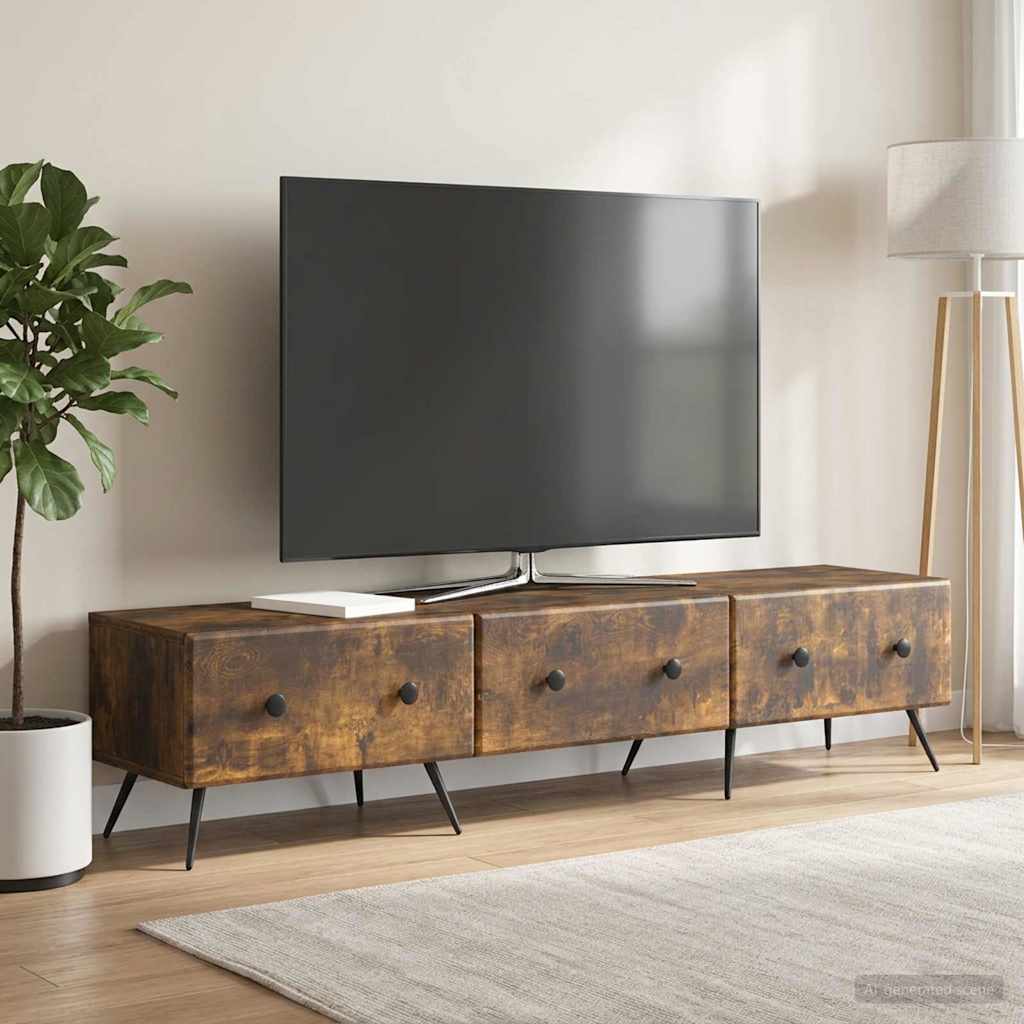 vidaXL Szafka pod telewizor z szufladą Dąb wędzony 147 x 34,5 x 30 cm