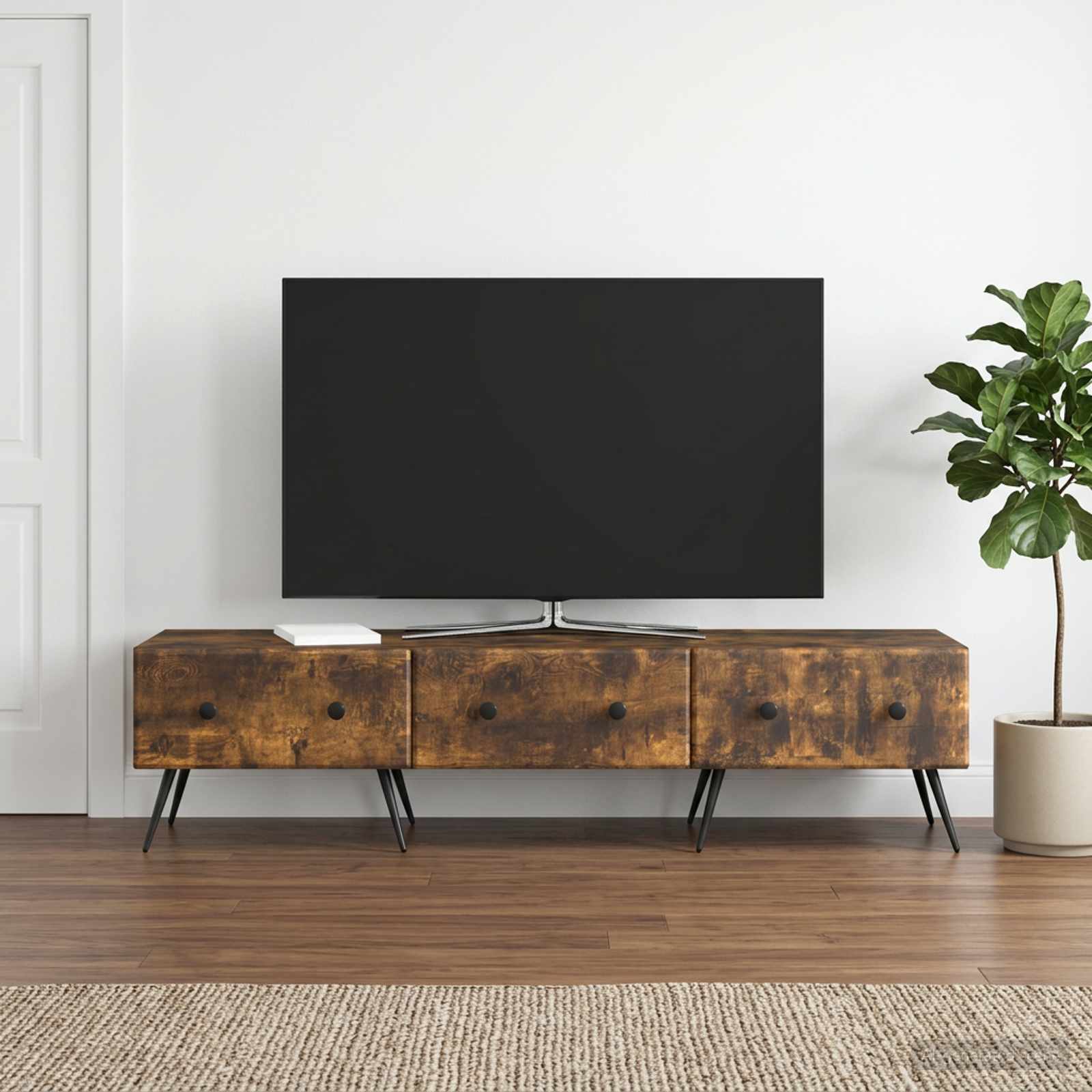 vidaXL Szafka pod telewizor z szufladą Dąb wędzony 147 x 34,5 x 30 cm