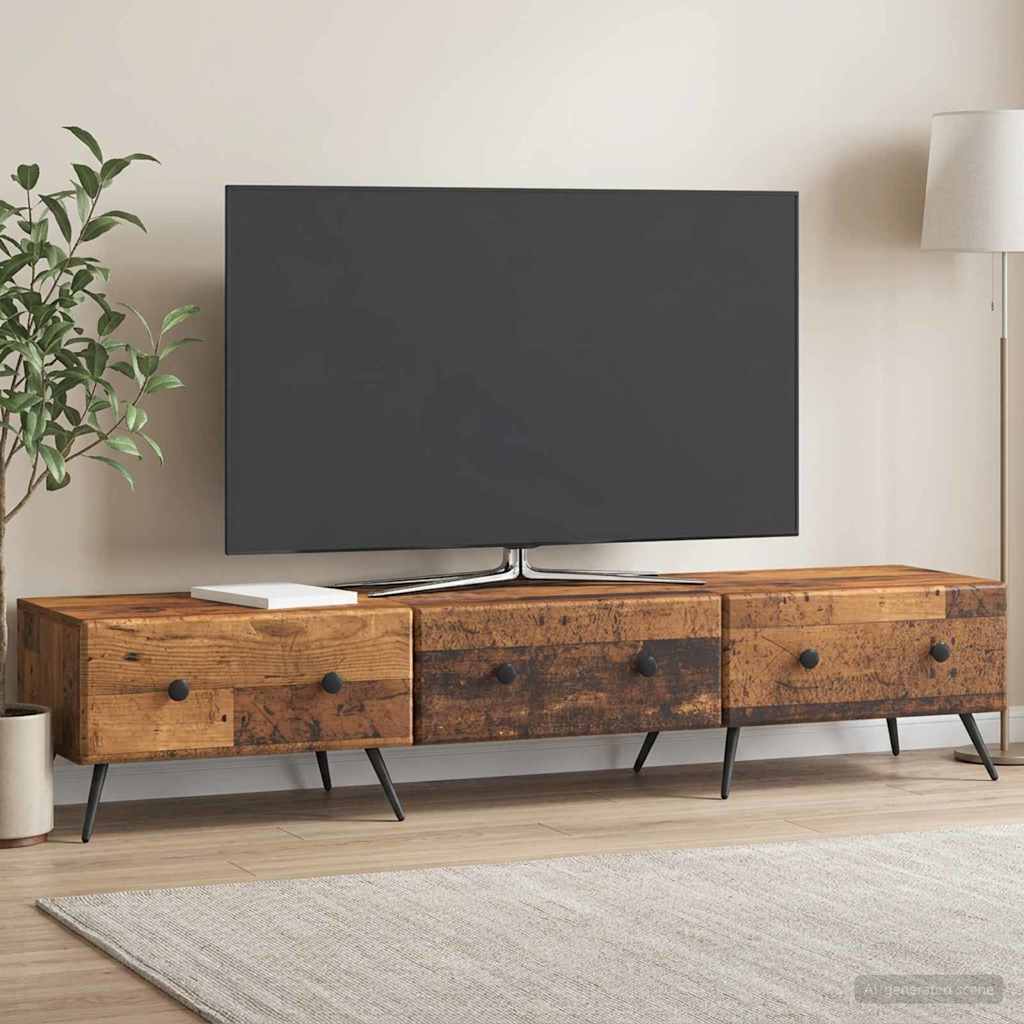 vidaXL Szafka pod telewizor z szufladą Stare drewno 147 x 34,5 x 30 cm