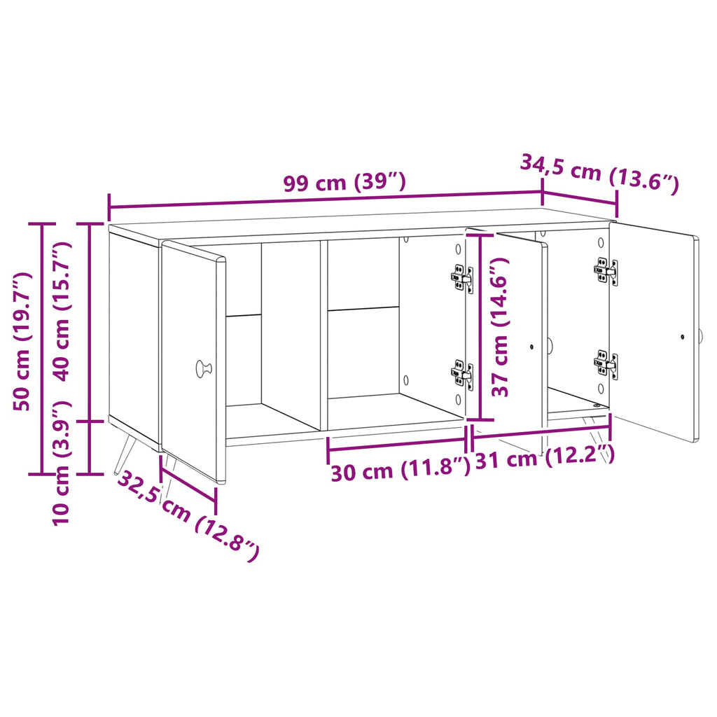 vidaXL Szafka pod telewizor Betonowy szary 99 x 34,5 x 50 cm