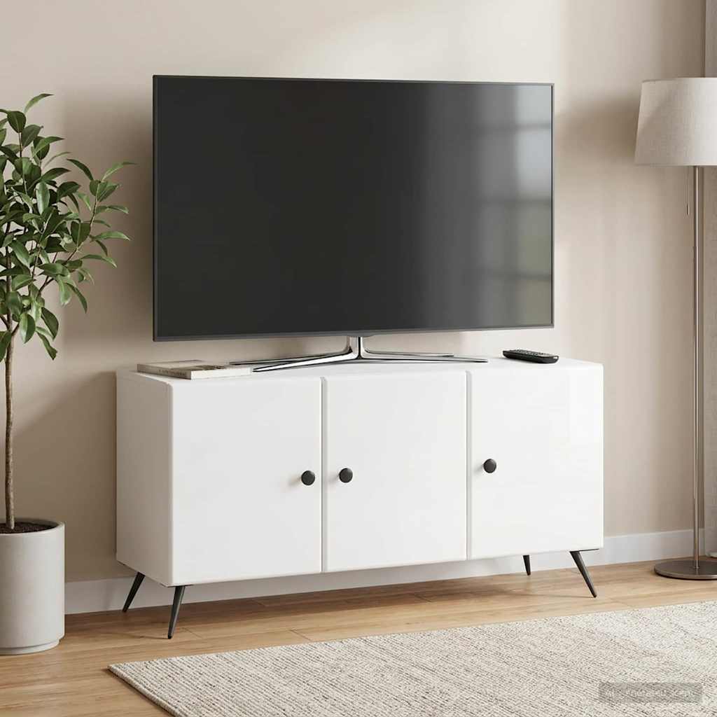 vidaXL Szafka pod telewizor Biały wysoki połysk 99 x 34,5 x 50 cm