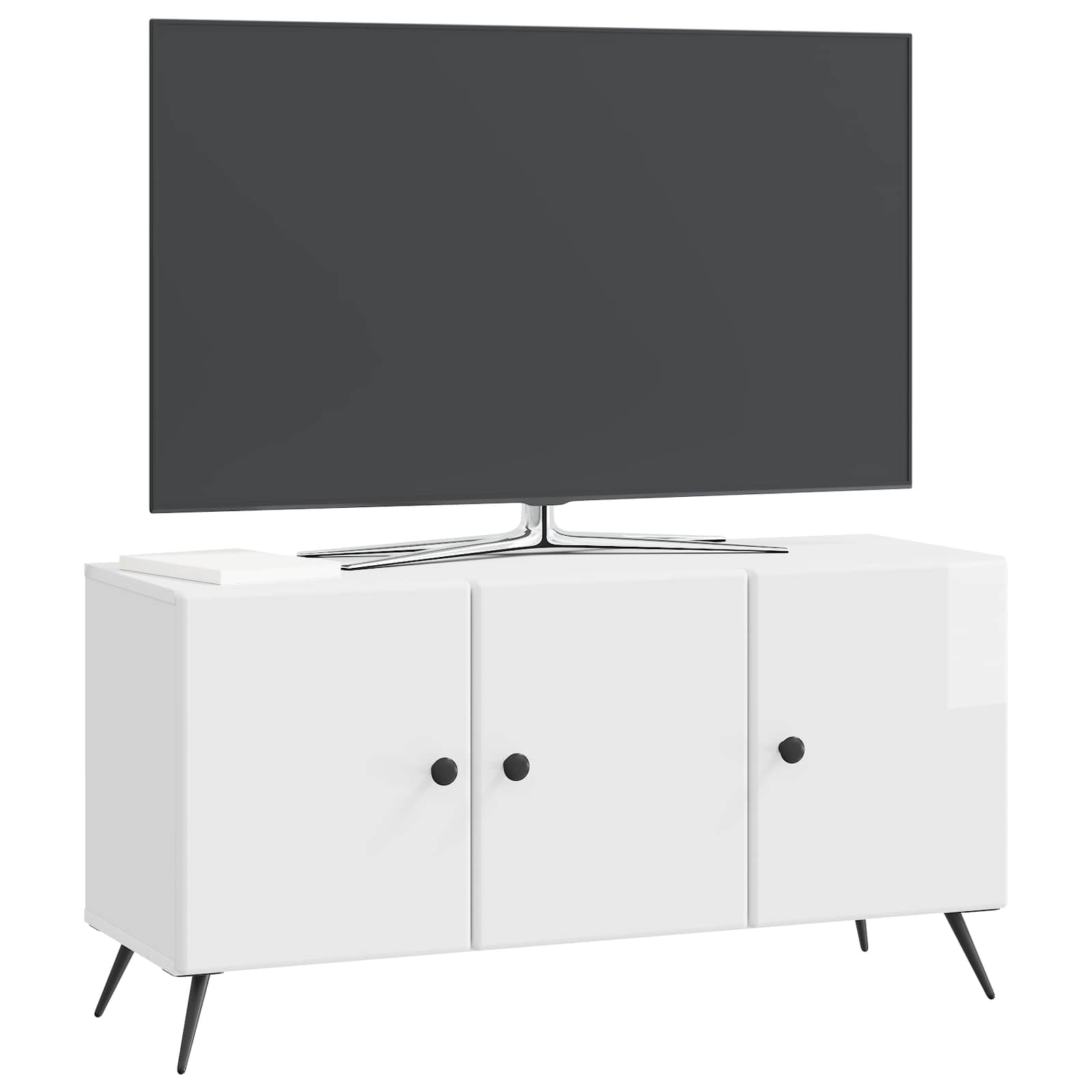 vidaXL Szafka pod telewizor Biały wysoki połysk 99 x 34,5 x 50 cm