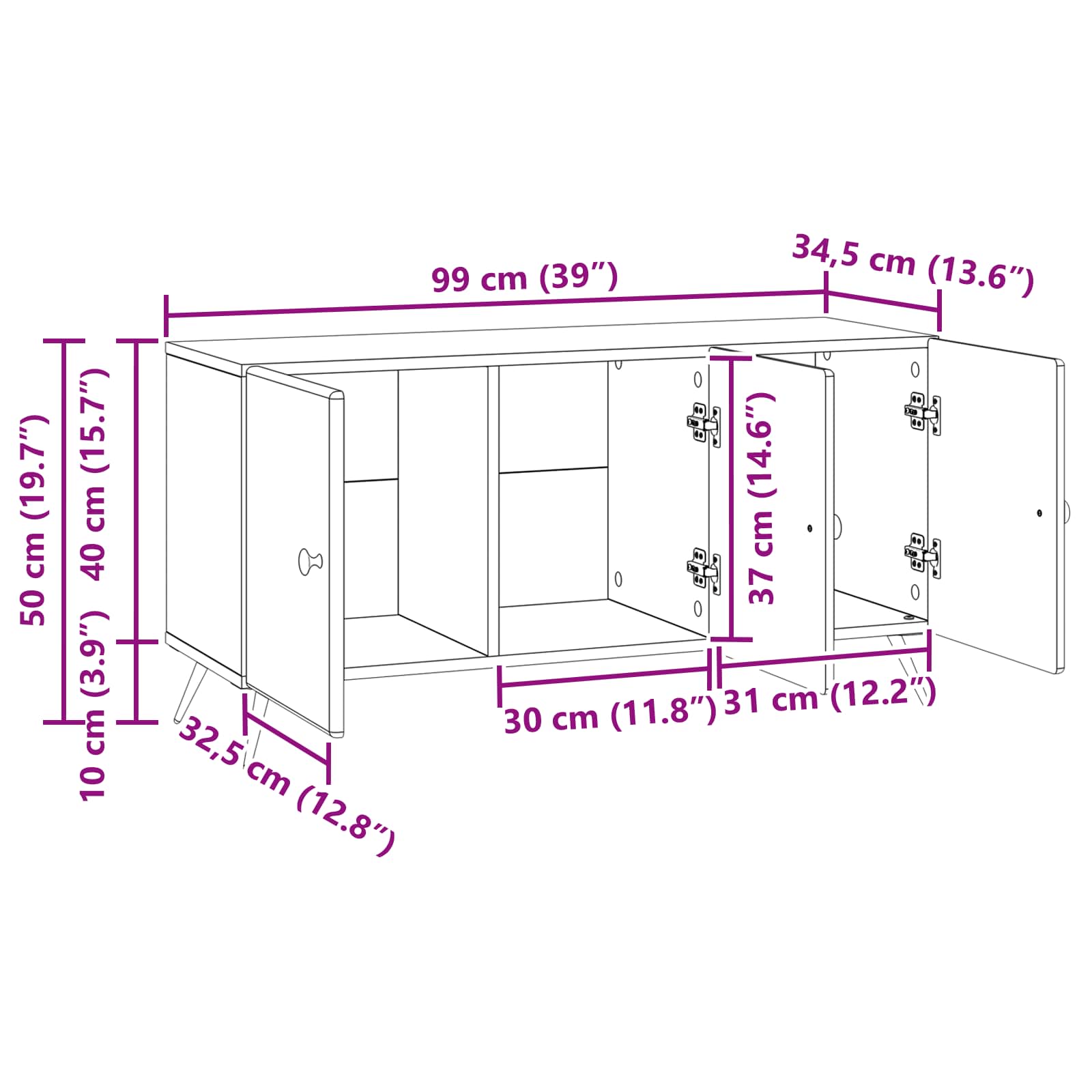 vidaXL Szafka pod telewizor Stare drewno 99 x 34,5 x 50 cm