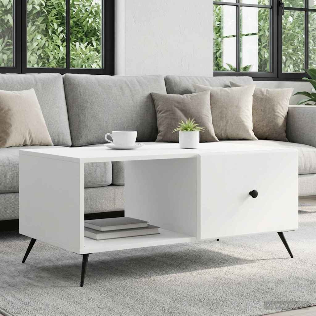 vidaXL Stolik kawowy Biały 90 x 50 x 40 cm Drewno inżynieryjne