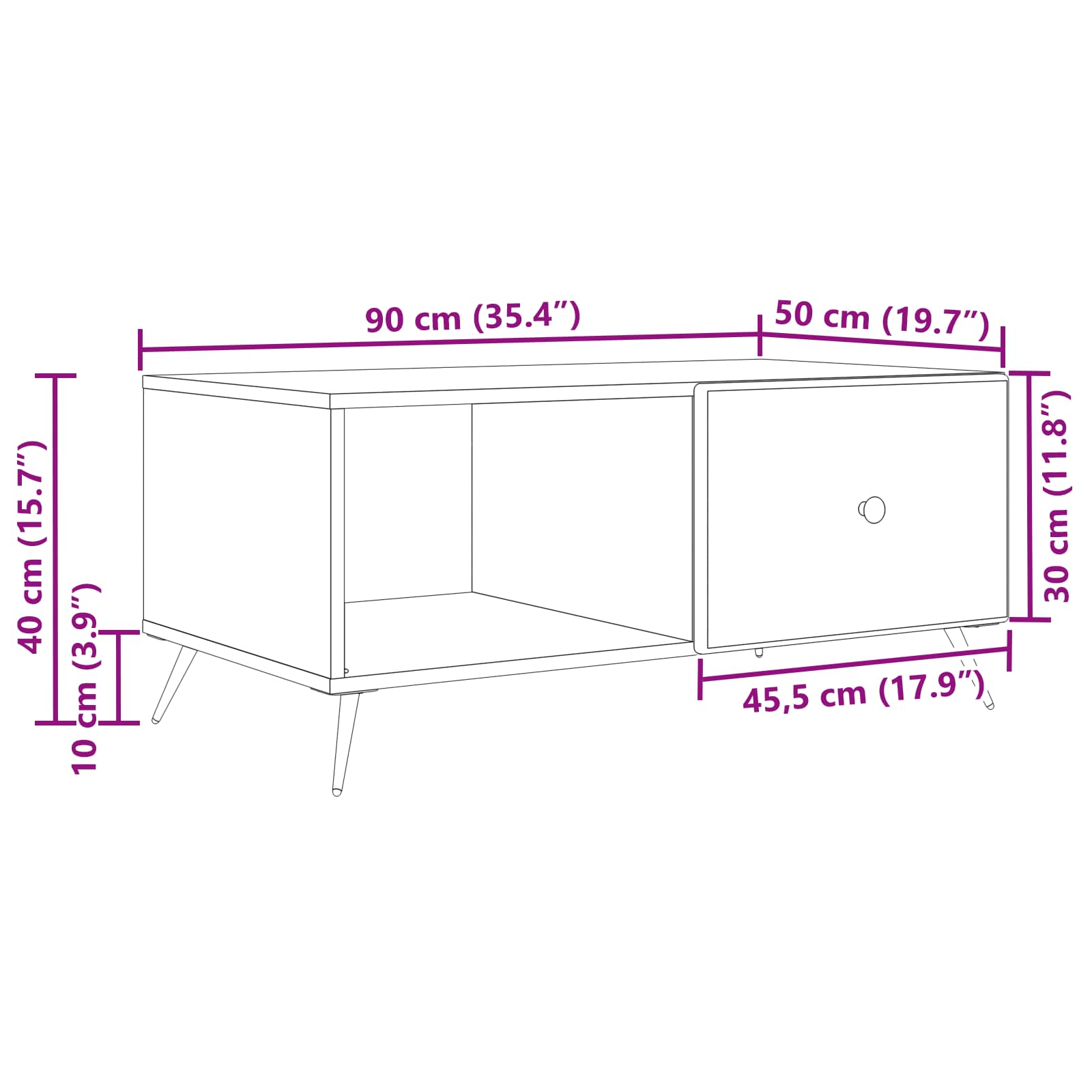 vidaXL Stolik kawowy Czarny 90 x 50 x 40 cm Drewno inżynieryjne