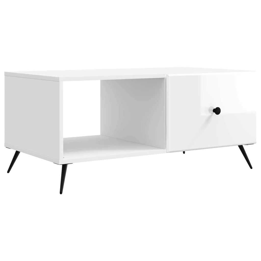 vidaXL Stolik kawowy Biały wysoki połysk 90 x 50 x 40 cm