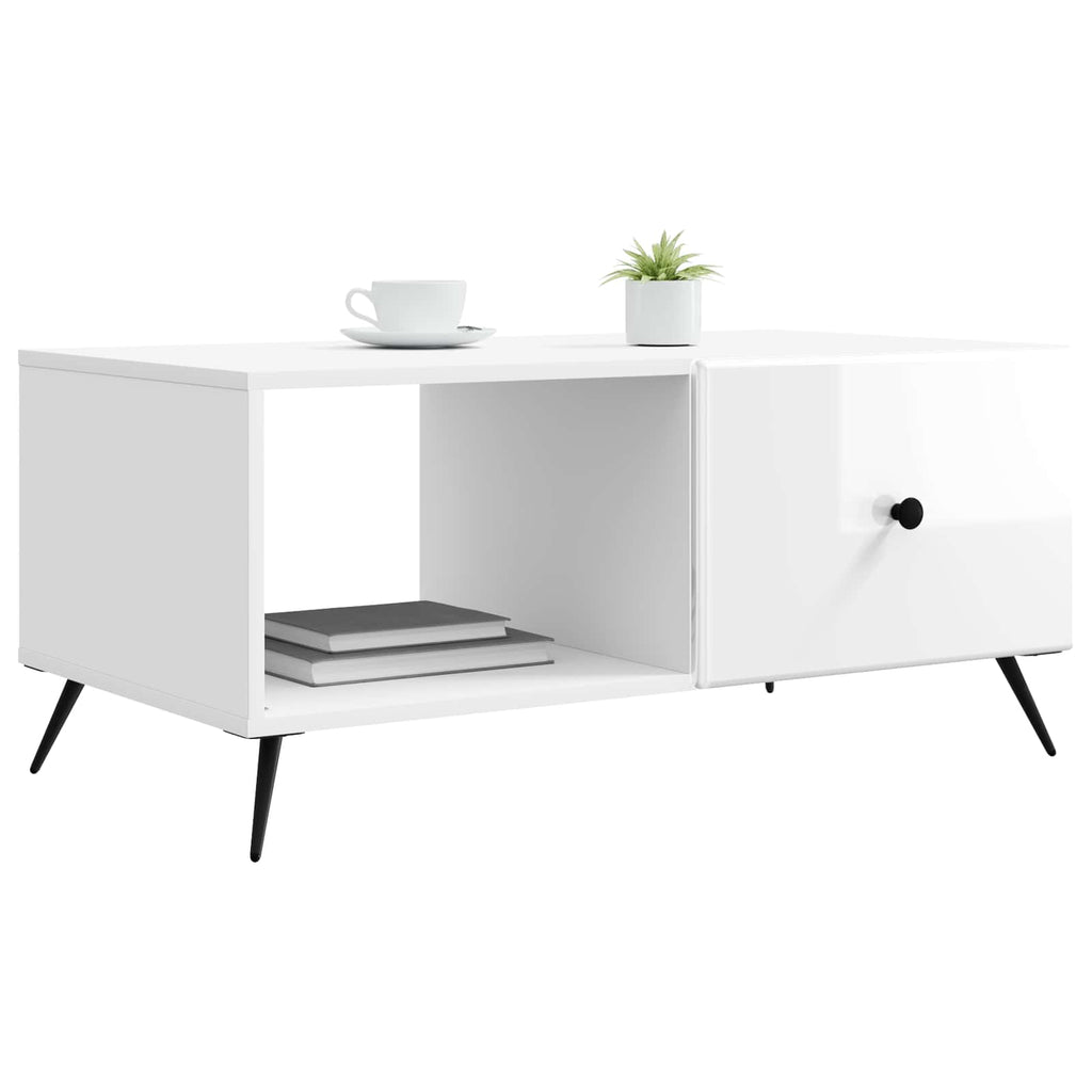 vidaXL Stolik kawowy Biały wysoki połysk 90 x 50 x 40 cm