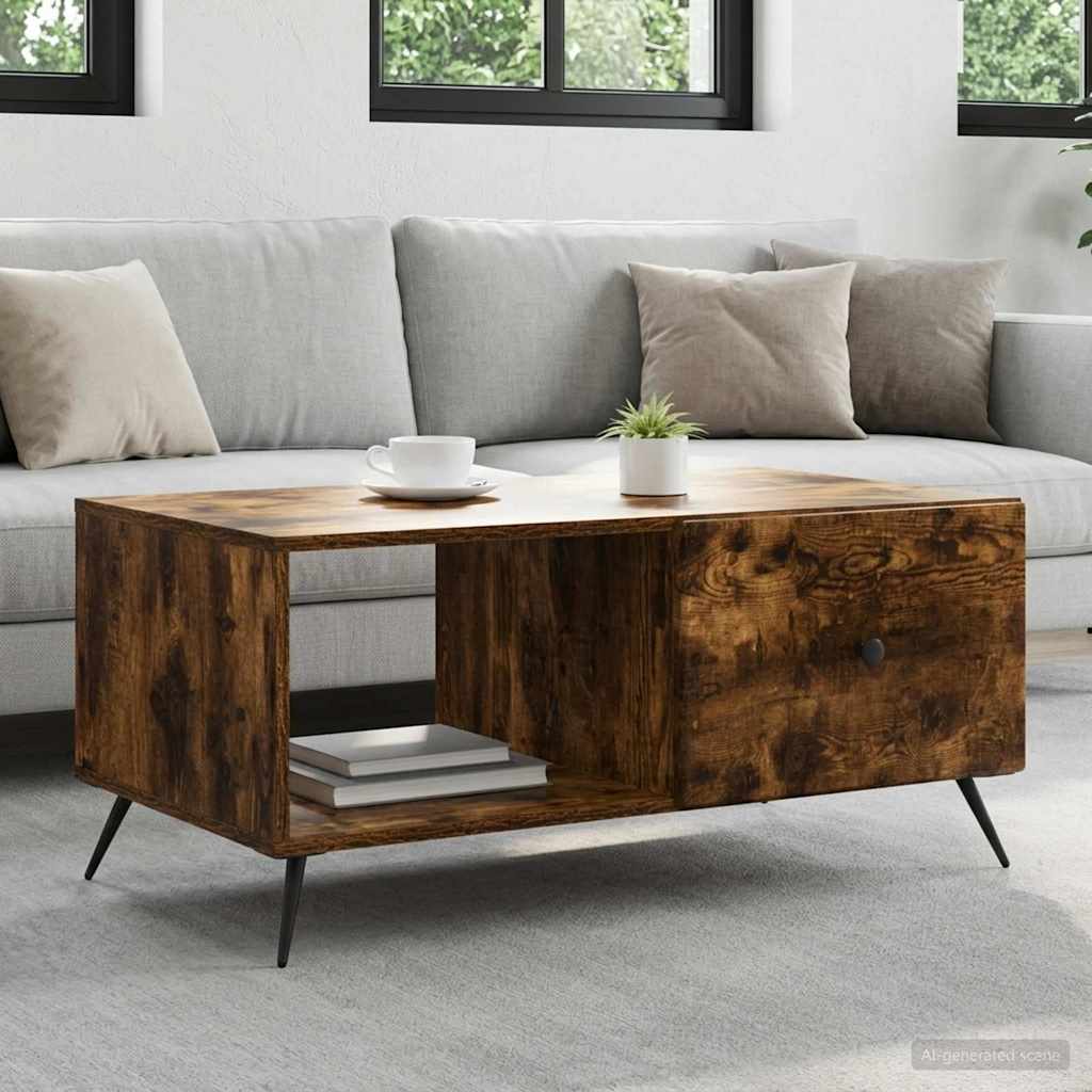vidaXL Stolik kawowy Dąb wędzony 90 x 50 x 40 cm Drewno inżynieryjne