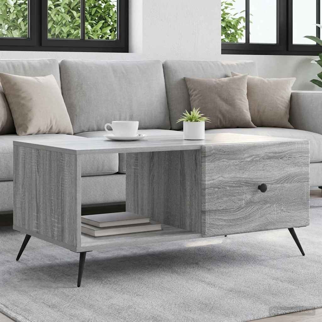 vidaXL Stolik kawowy Szary Sonoma 90 x 50 x 40 cm Drewno inżynieryjne