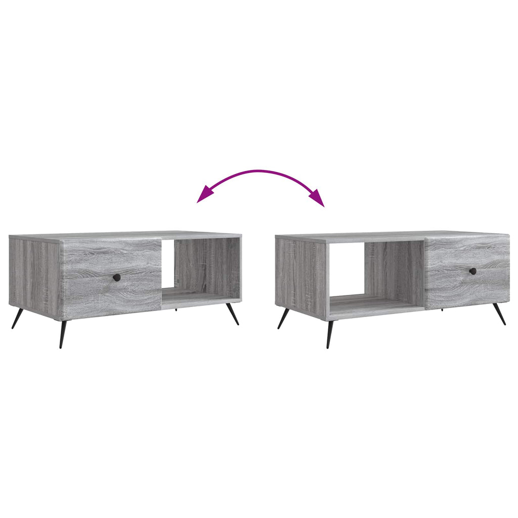 vidaXL Stolik kawowy Szary Sonoma 90 x 50 x 40 cm Drewno inżynieryjne