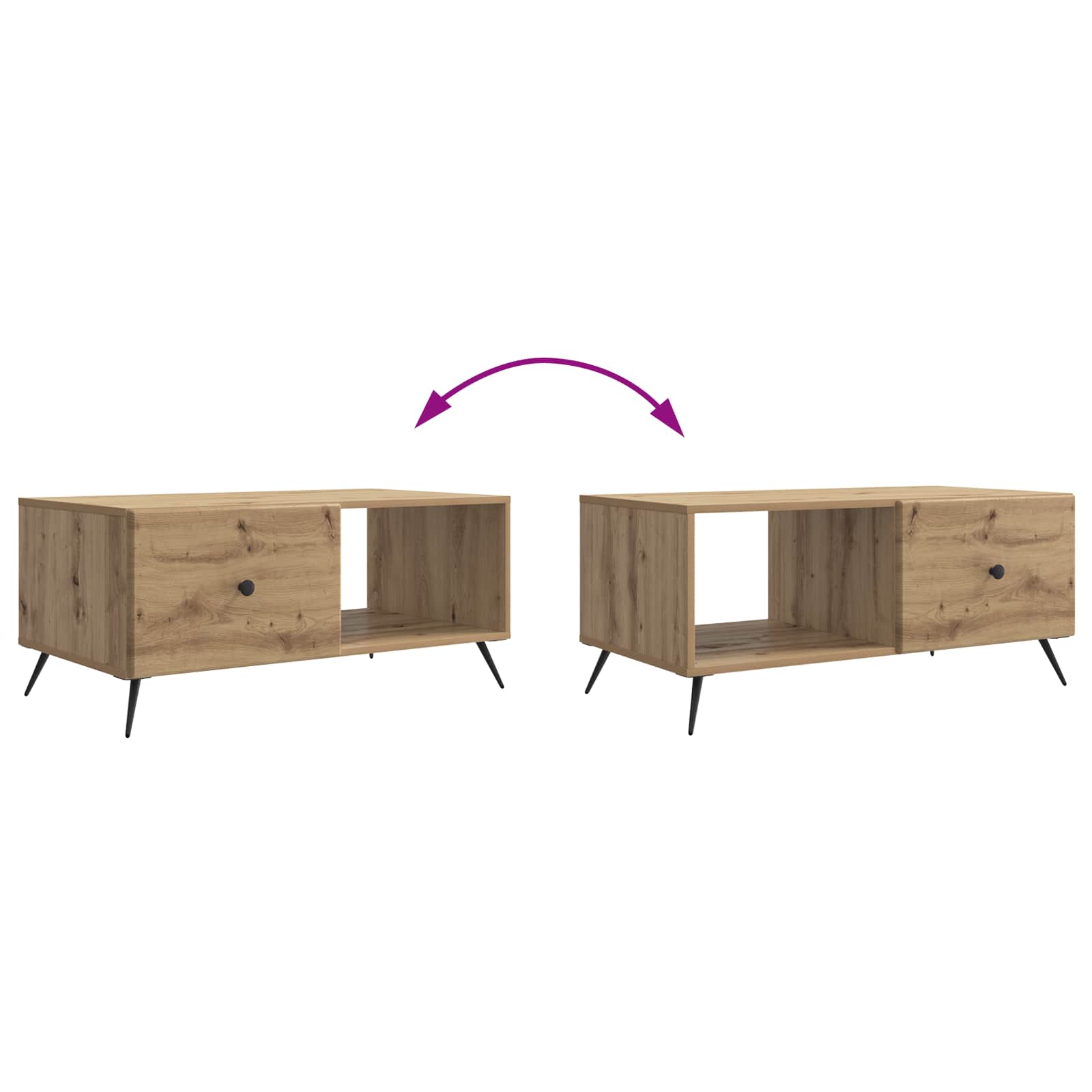 vidaXL Stolik kawowy Dąb artisan 90 x 50 x 40 cm Drewno inżynieryjne