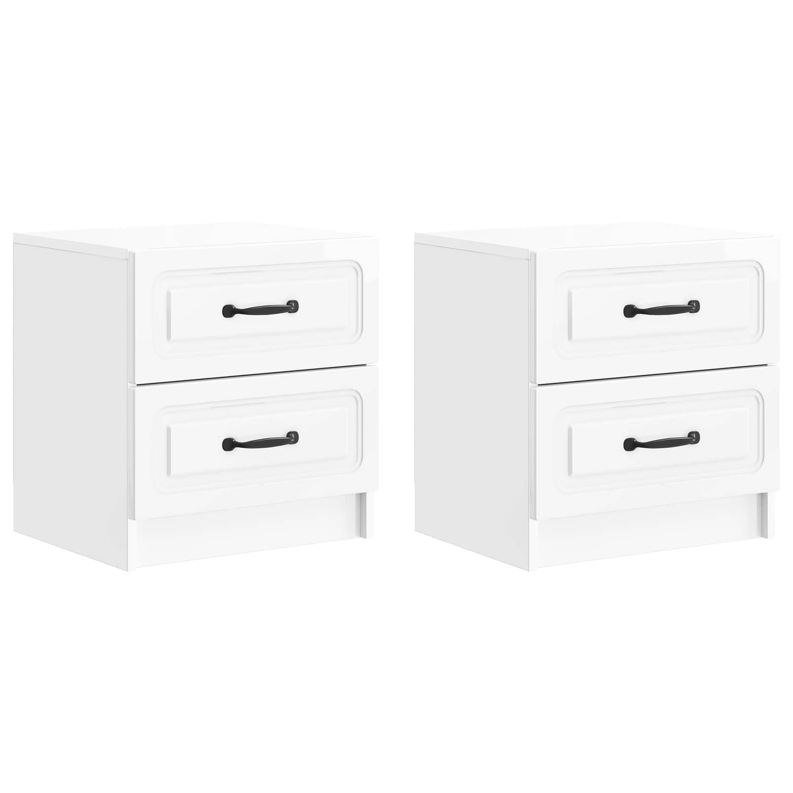 vidaXL Szafka Nocna 2 pcs Biały wysoki połysk 43 x 34,5 x 44,5 cm