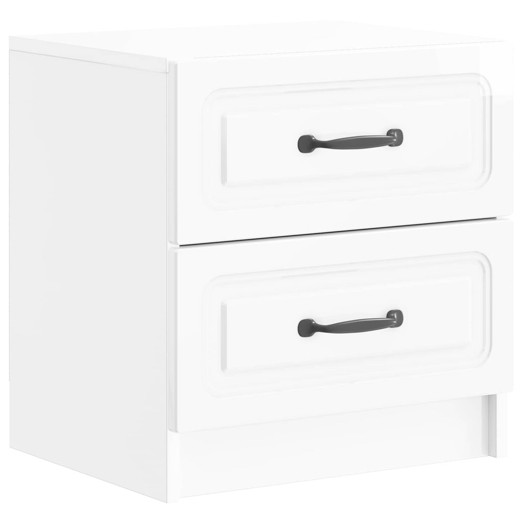 vidaXL Szafka Nocna 2 pcs Biały wysoki połysk 43 x 34,5 x 44,5 cm