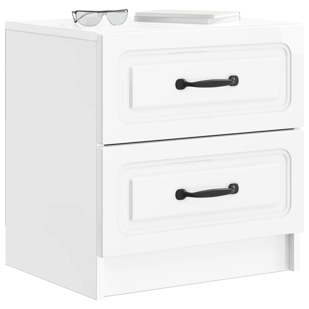 vidaXL Szafka Nocna 2 pcs Biały wysoki połysk 43 x 34,5 x 44,5 cm