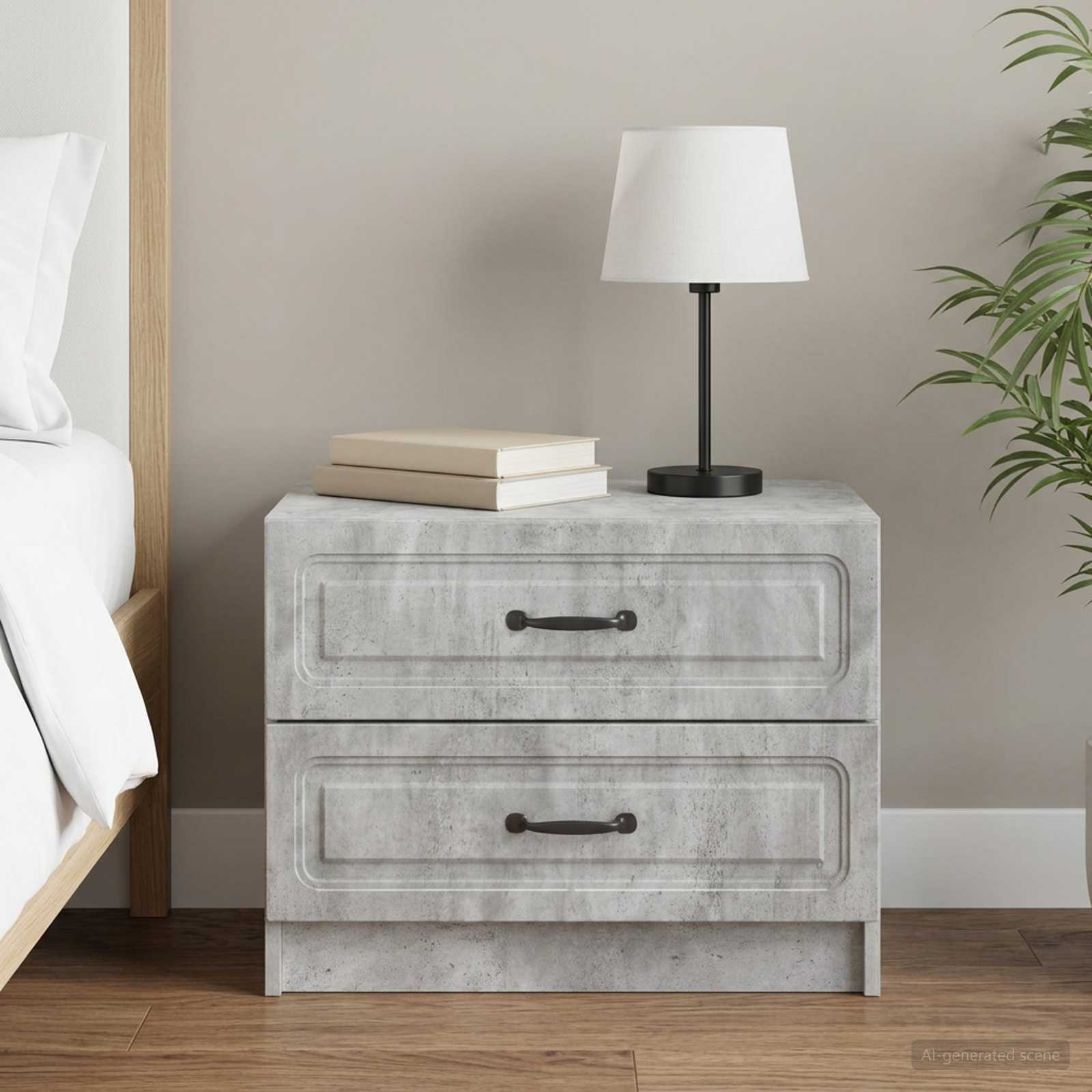 vidaXL Szafka Nocna z szufladą Betonowy szary 62 x 34,5 x 44,5 cm