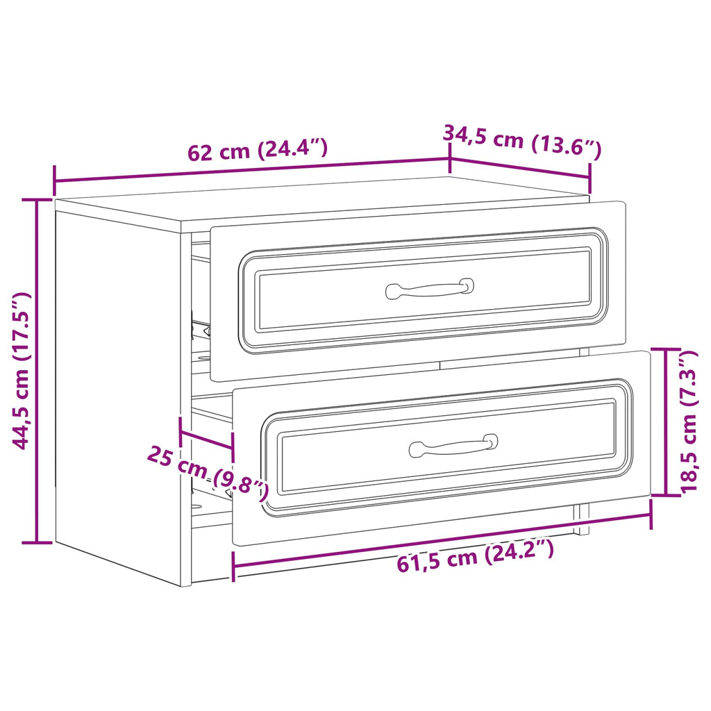 vidaXL Szafka Nocna z szufladą Betonowy szary 62 x 34,5 x 44,5 cm