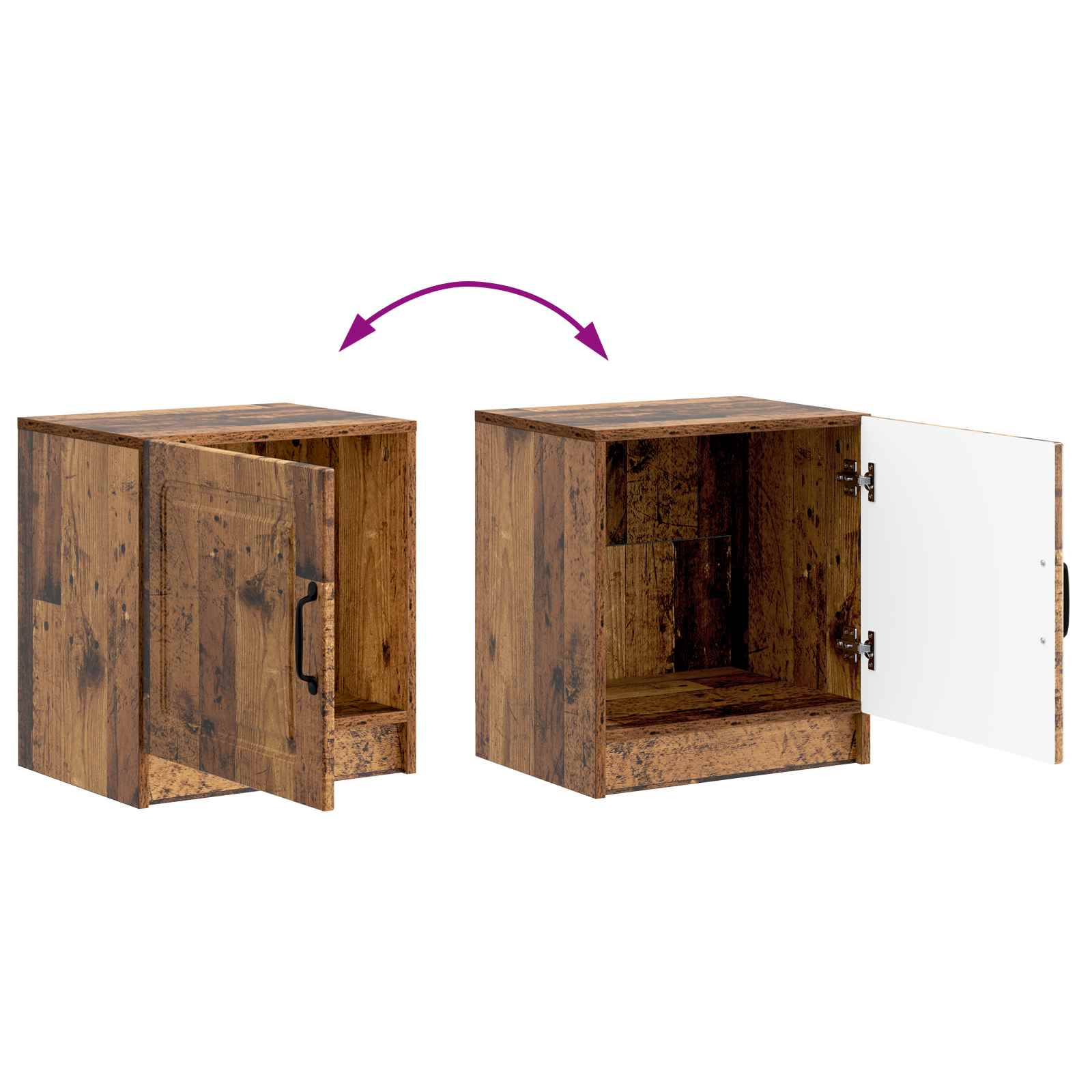 vidaXL Szafka Nocna 2 pcs Stare drewno 43 x 34,5 x 47 cm