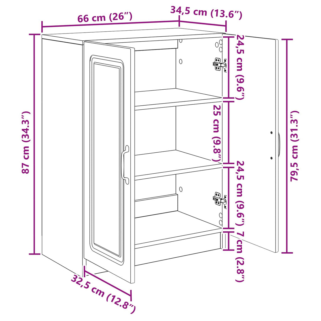 vidaXL Bufet Czarny 66 x 34,5 x 87 cm Drewno inżynieryjne