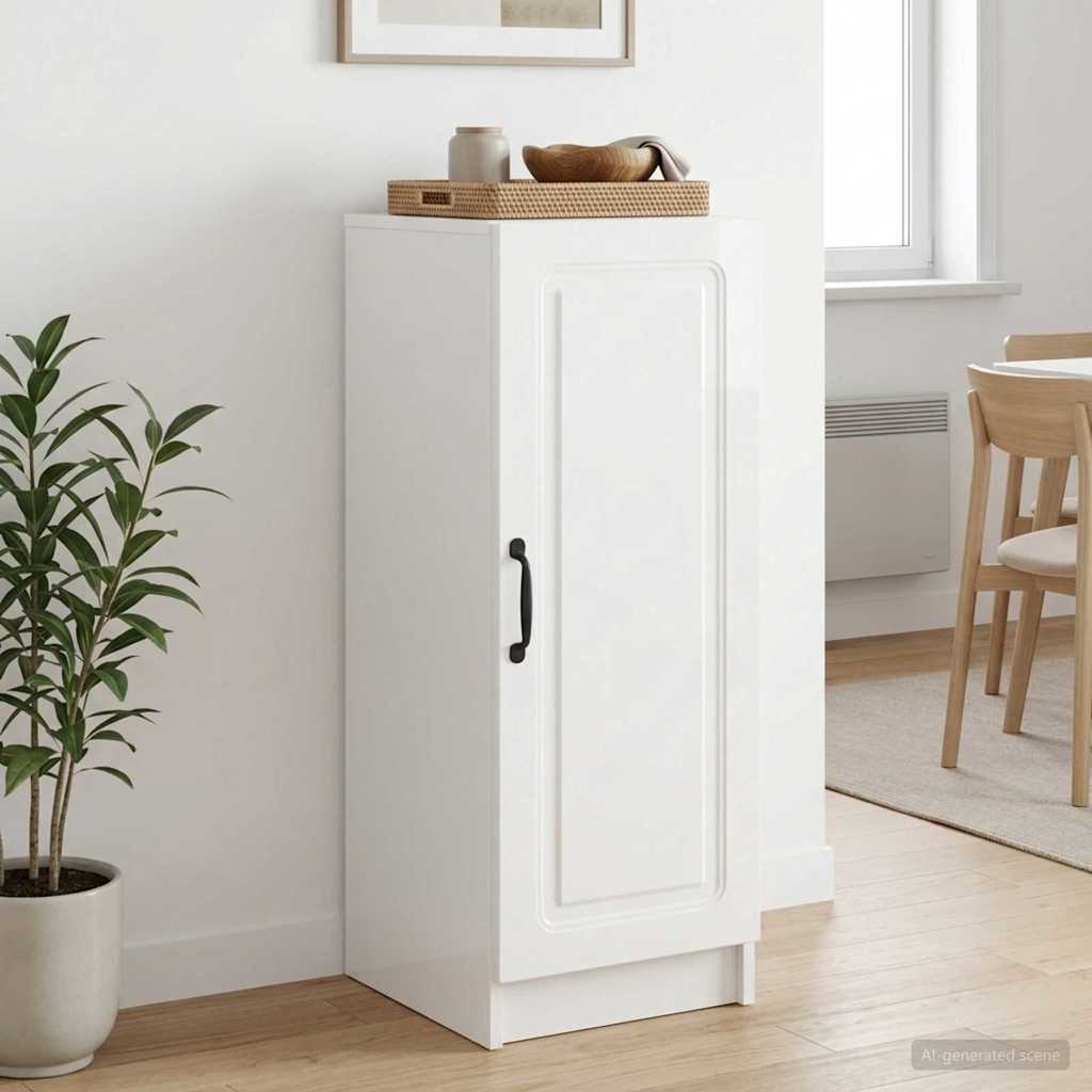 vidaXL Bufet Biały wysoki połysk 33 x 34,5 x 87 cm Drewno inżynieryjne
