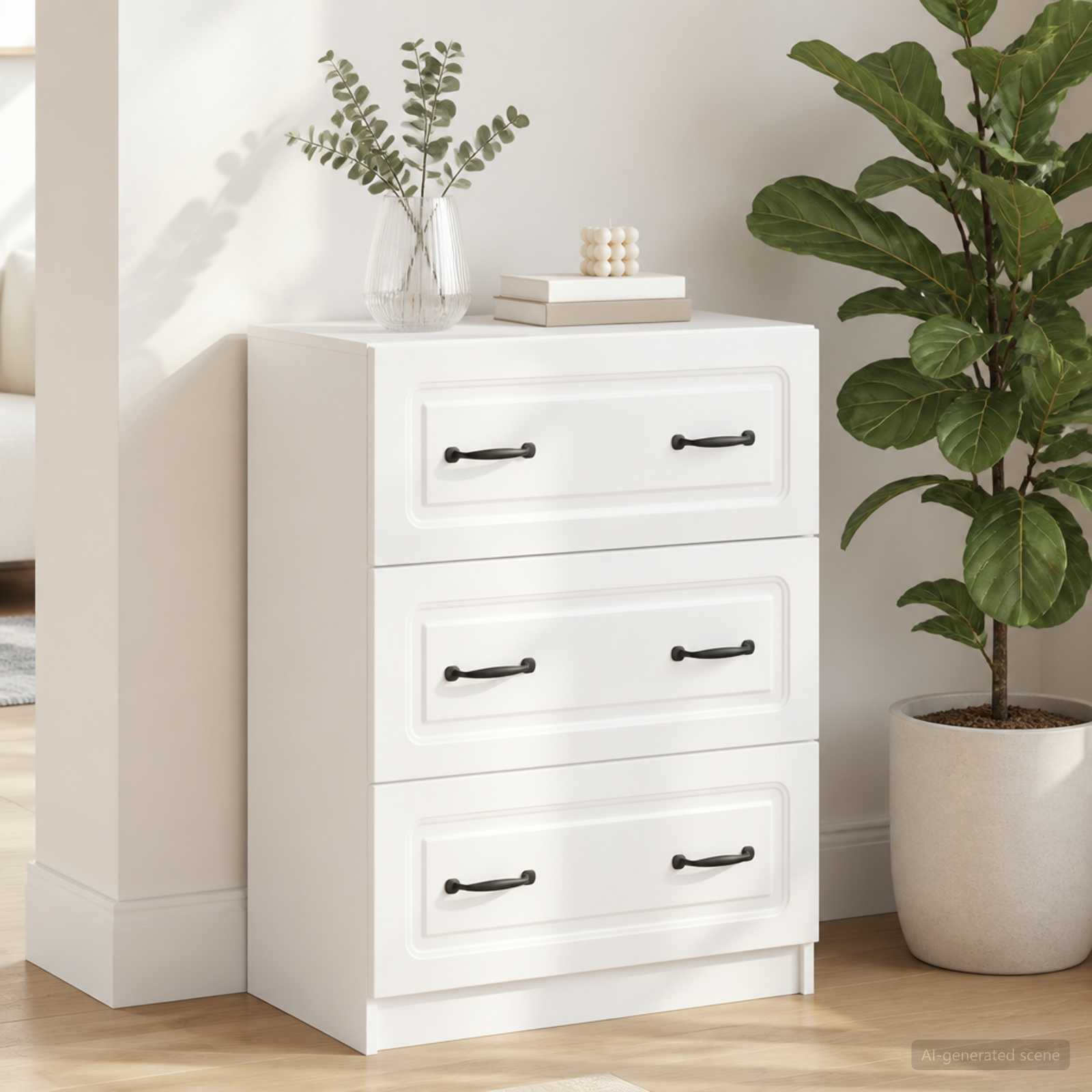 vidaXL Szafka z Szufladami Biały 66 x 34,5 x 87 cm Drewno inżynieryjne