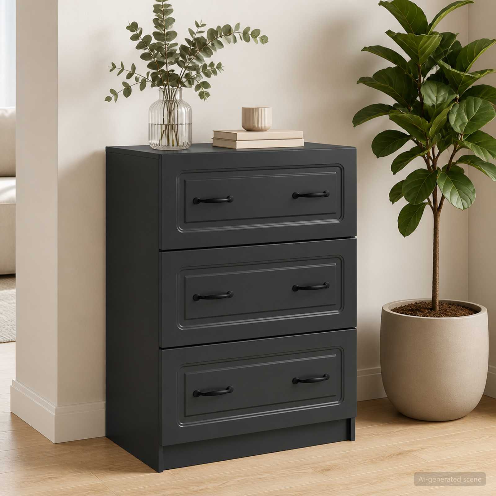 vidaXL Szafka z Szufladami Czarny 66 x 34,5 x 87 cm