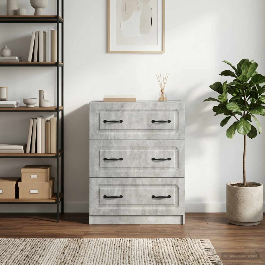 vidaXL Szafka z Szufladami Betonowy szary 66 x 34,5 x 87 cm