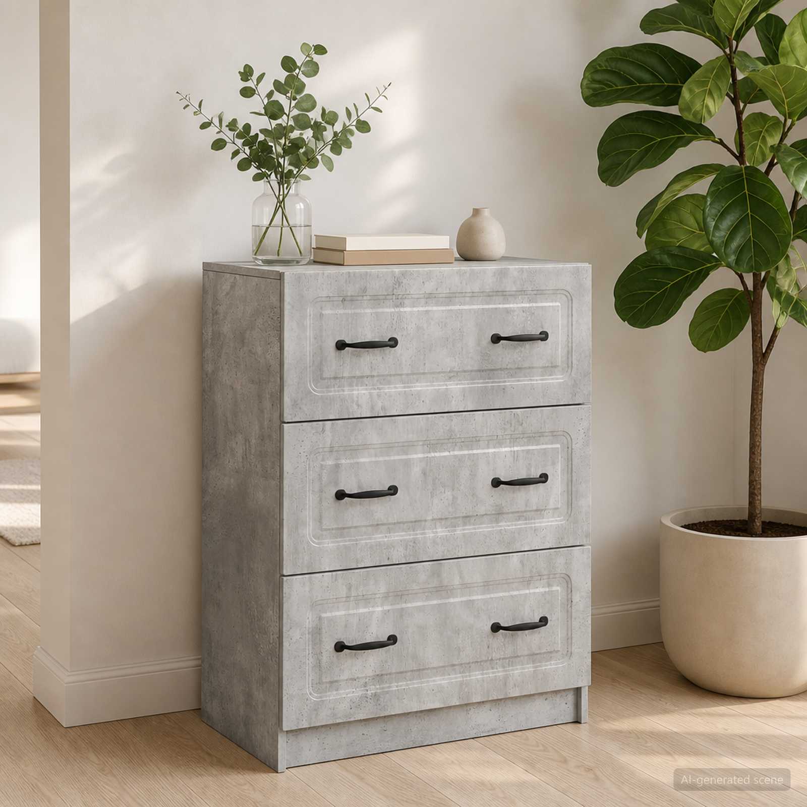 vidaXL Szafka z Szufladami Betonowy szary 66 x 34,5 x 87 cm