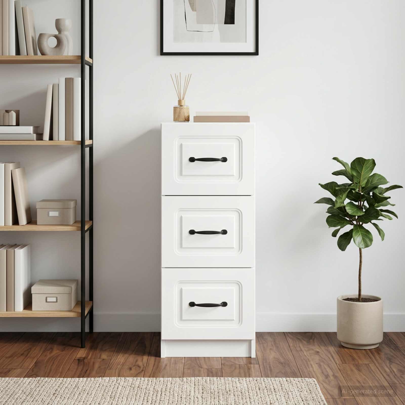 vidaXL Szafka z Szufladami Biały 33 x 34,5 x 87 cm Drewno inżynieryjne