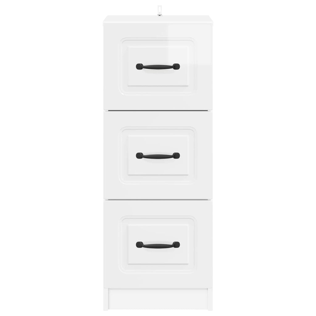 vidaXL Szafka z Szufladami Biały wysoki połysk 33 x 34,5 x 87 cm