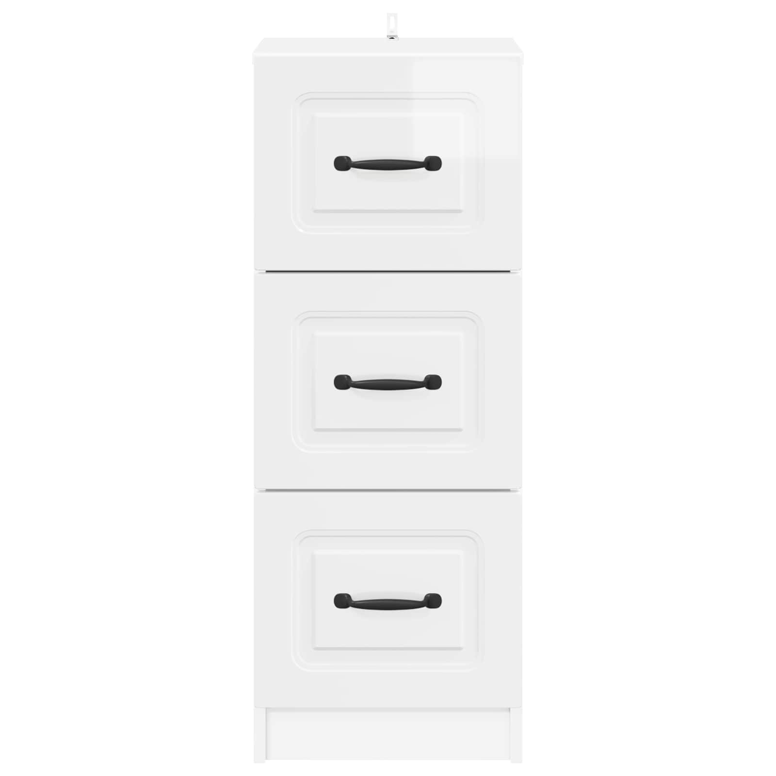 vidaXL Szafka z Szufladami Biały wysoki połysk 33 x 34,5 x 87 cm
