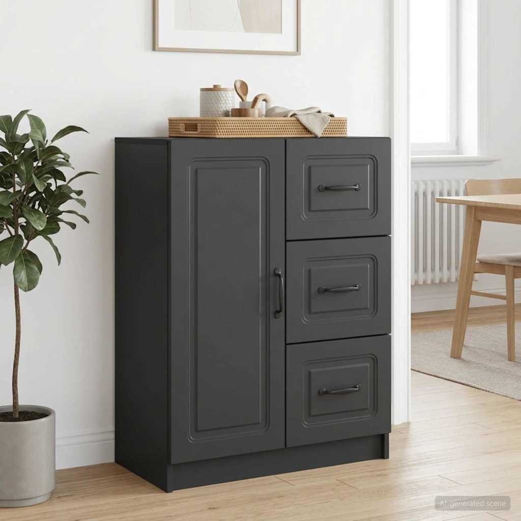 vidaXL Bufet z szufladą Czarny 66 x 34,5 x 87 cm Drewno inżynieryjne